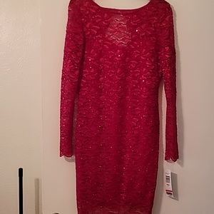 Red long sleeve dress